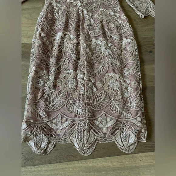 BHLDN Mackenzie Embroidered Dress Size US 6
Metallic Blush Gold Anthropologie - Picture 7 of 9